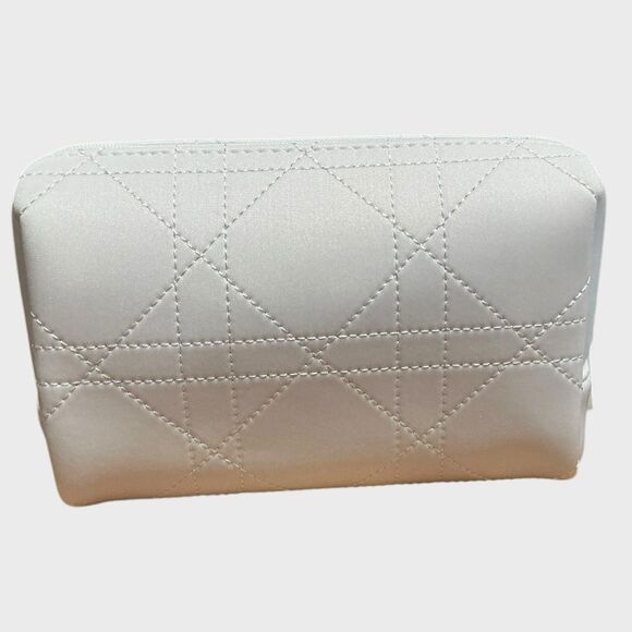 Dior White Quilted Logo Cosmetic Bag Pouch Clutch - Picture 3 of 12